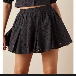 American Eagle Gray Eyelet Boho Mini Skirt